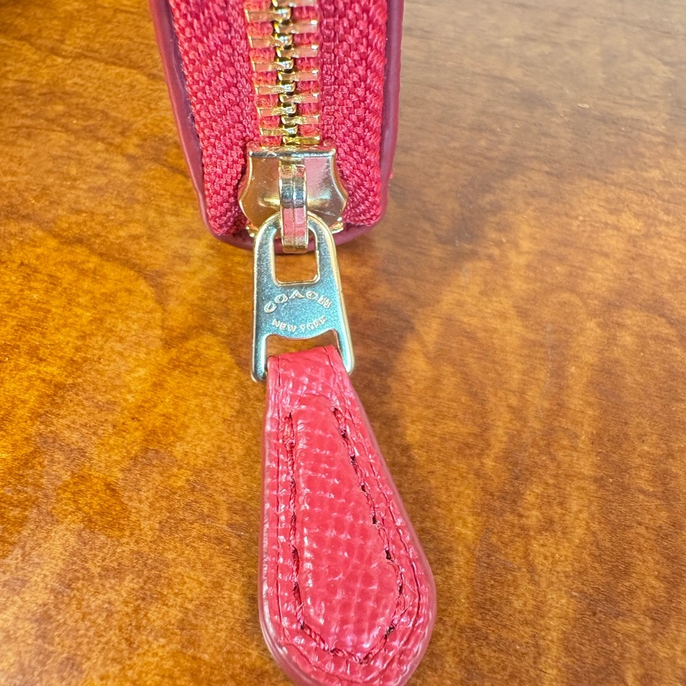 Coach Vibrant Red Textured Wallet - Picture 10 of 10